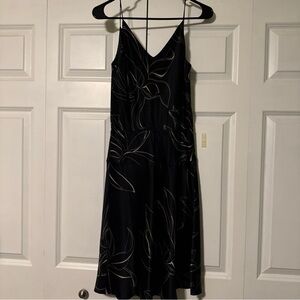 Banana Republic Black Silk Floral Slip Dress Spaghetti Strap Size 0